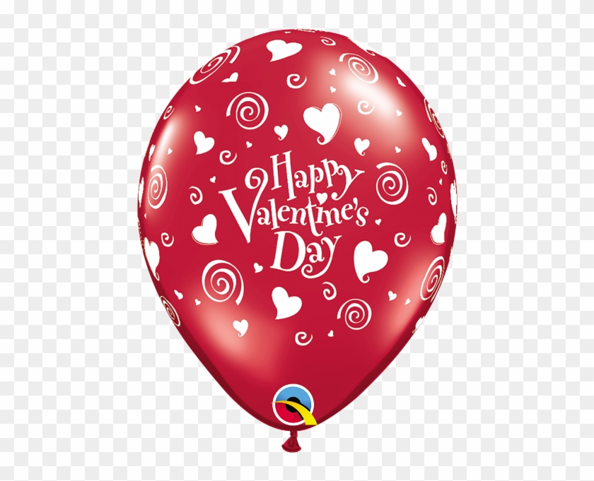 Valentine's Swirling Hearts Jewel Ruby Red 11" Balloon - Happy Valentine's Day Qualatex Balloons #1338439