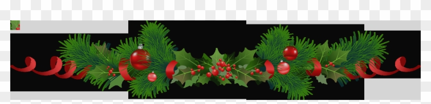 Clip Art Transparent Christmas Pine Garland With Mistletoe - Garland #1338604