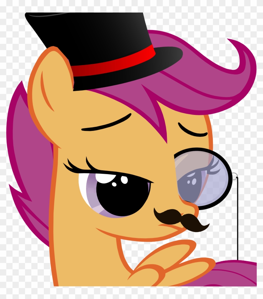 Classy, Hat, Monocle, Moustache, Safe, Scootaloo, Simple - Clip Art #1338863