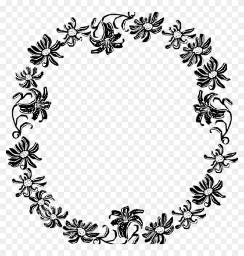 Border Clipart Black And White Black And White Flower - Black And White Floral Border #1338950