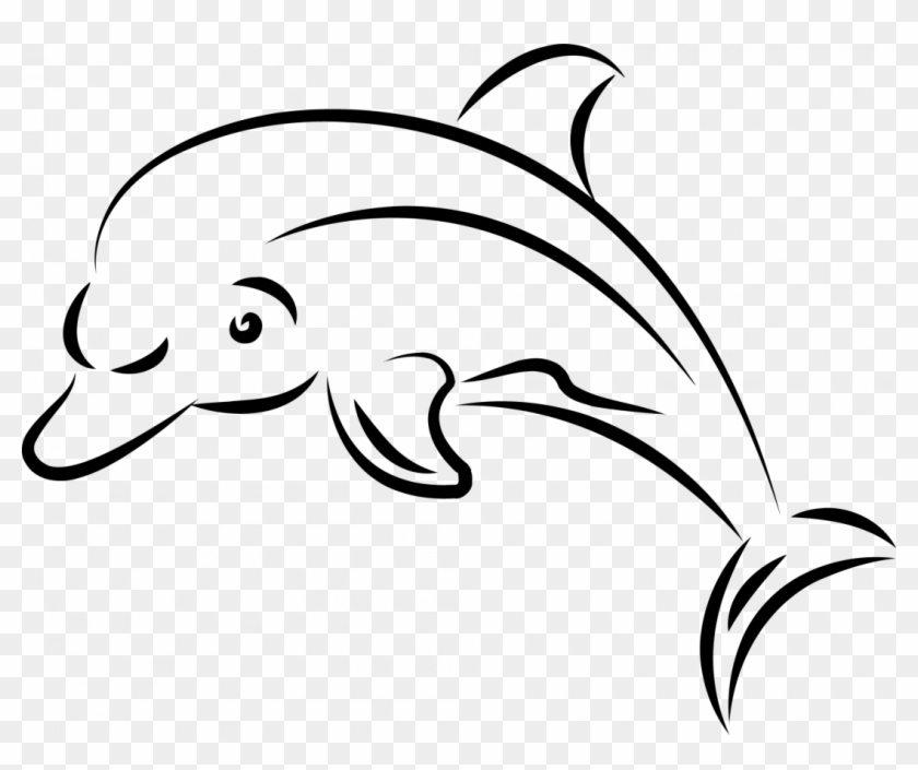 How To Draw A Whale Shark Step By Easy Sperm - Clipart Line Art Dolphin #1338983