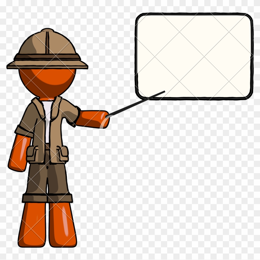 Orange Explorer Ranger Man Giving Presentation - Stock Photography #1339119