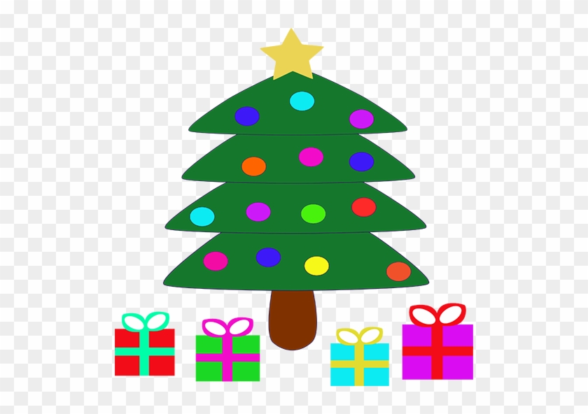 Cartoon Christmas Tree With Presents #1339311