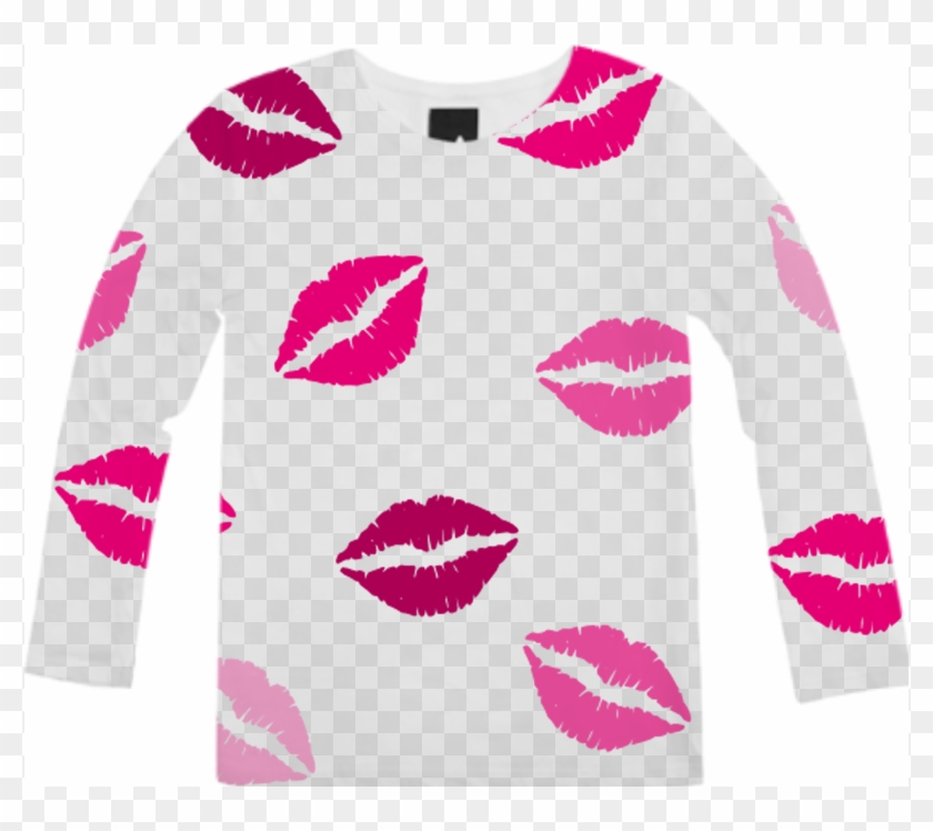Long Sleeve Shirt Pink Lips Kiss Love $68 - Lip Kiss Png #1339607