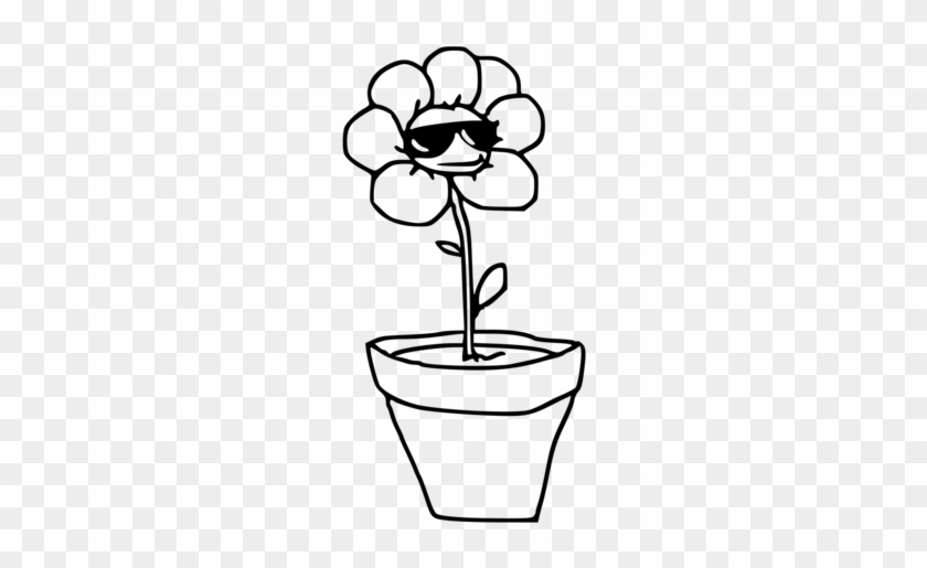 All Photo Png Clipart - Clipart Cartoon Black Flower With Flower Pot #1339703