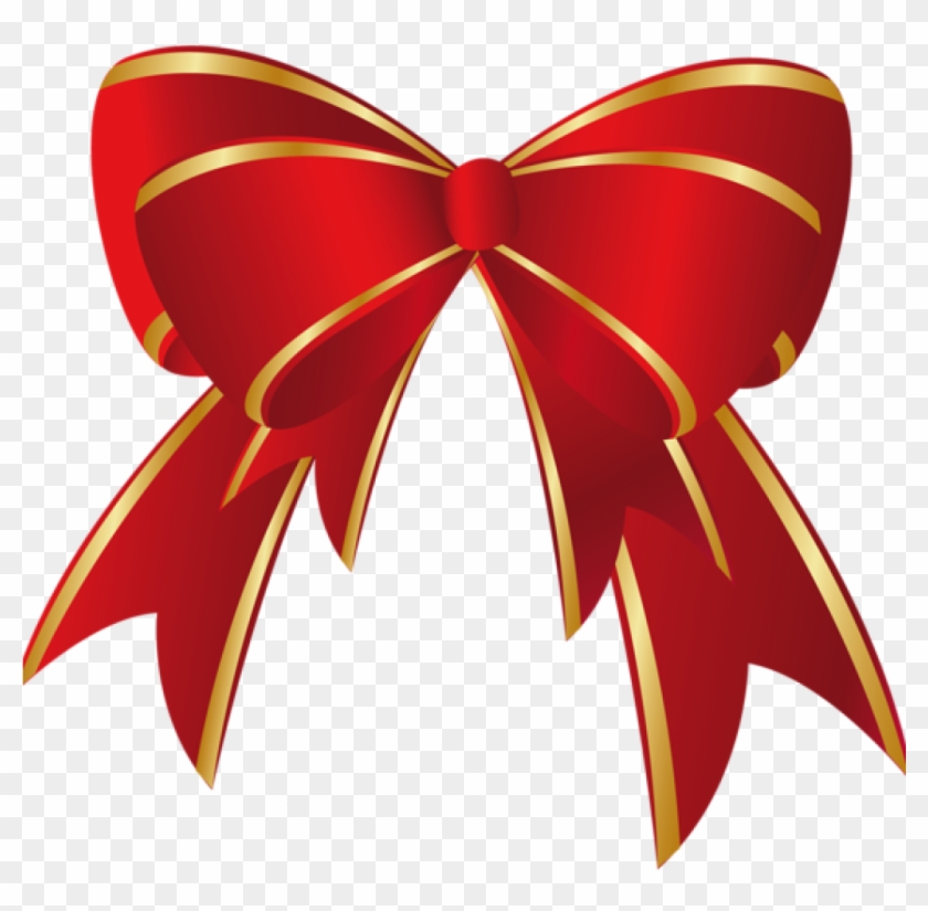 Christmas Bow Clipart Christmas Red Gold Bow Png Clipart - Christmas Bow Clip Art #1339830