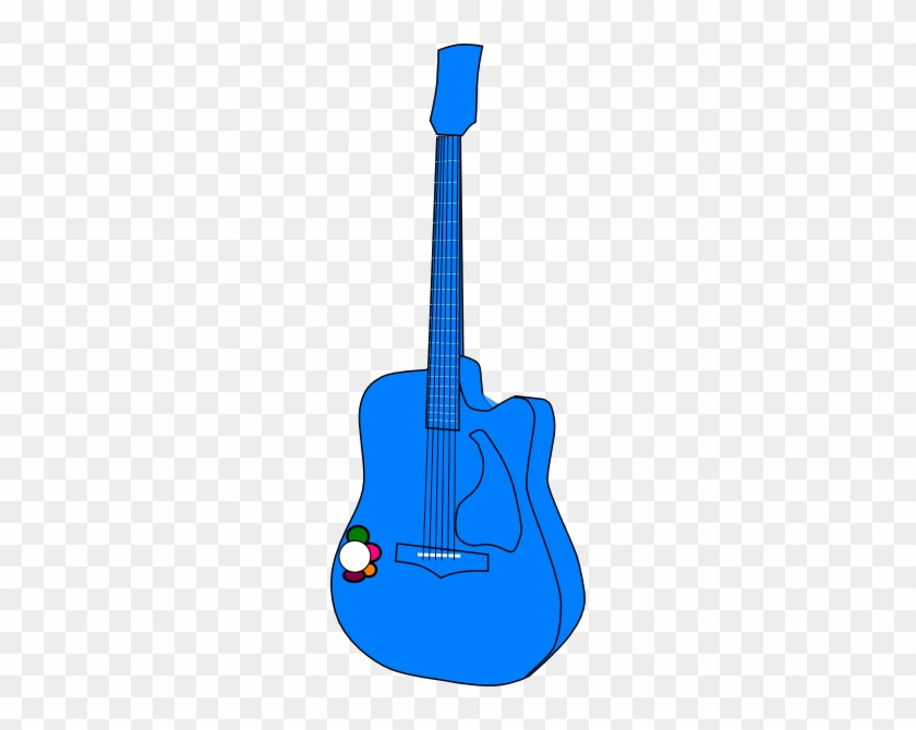 How To Set Use Guitar Flower Blue Clipart - Blue Guitar Cartoon #1339838