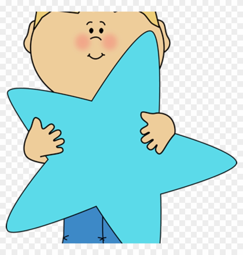 Blue Star Clipart Little Boy Holding A Blue Star Clip - Little Blue Truck #1340123