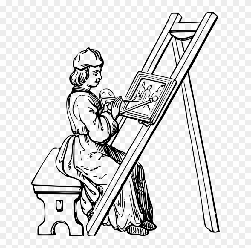 Painting Line Art Painter Drawing - Drawing Of A Painter #1340190