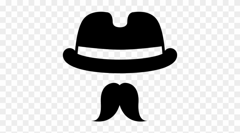 Fedora Hat With Facial Hair Moustache Vector - Moustache #1340228