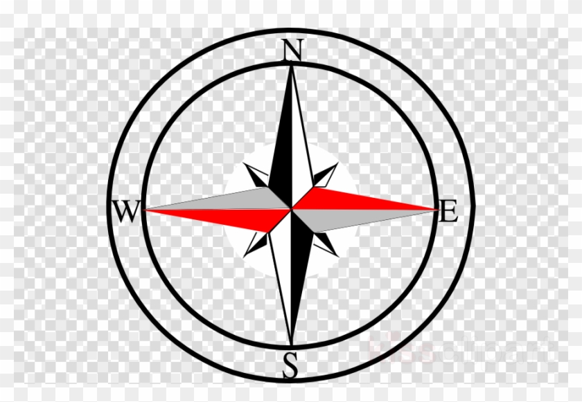 Red Compass Transparent Clipart North Compass Clip - North East West South Symbol #1340327