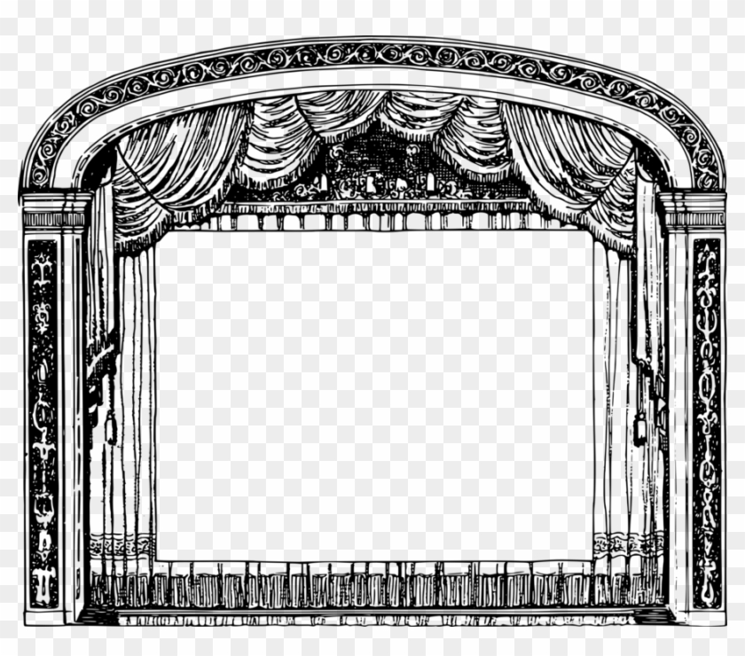 Black And White Theater Drapes And Stage Curtains Borders - Stage With Curtains Black And White #1340362