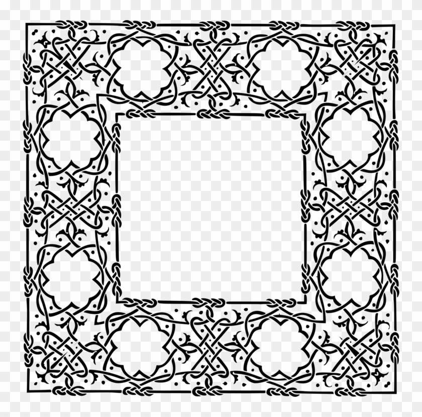 Picture Frames Flower Point Line Art Black M - Picture Frame #1340369