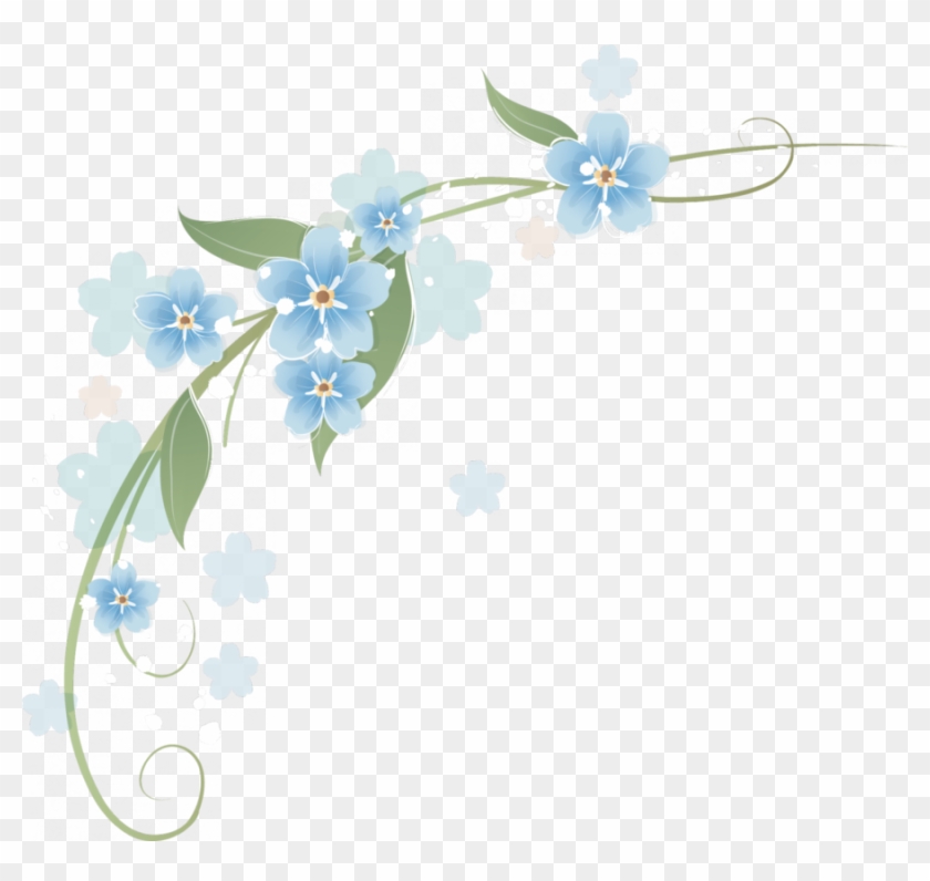 Esquinero De Flores Azules Clipart Flower Borders And - Esquinero De Flores Azules #1340498