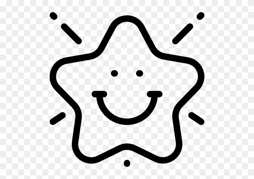 Star Free Icon - Black And White Happy Star Clipart #1340506