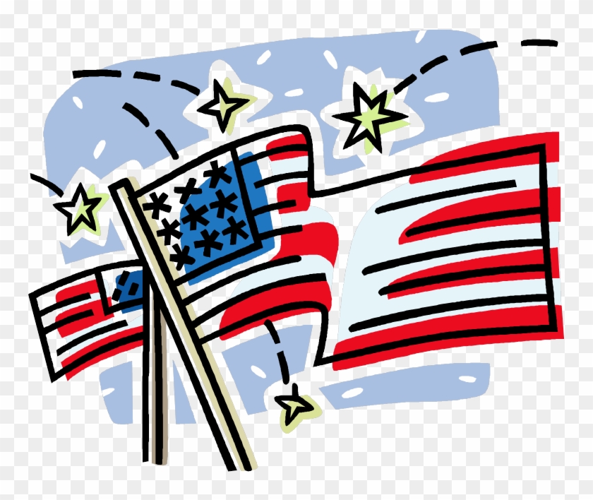 American Flags Royalty Free Vector Clip Art Illustration - Independence Day #1340525