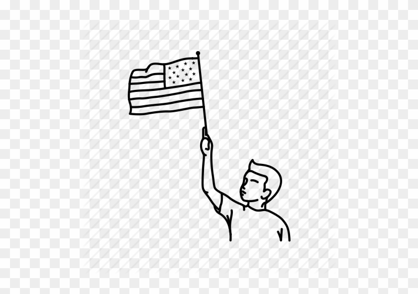 Image Royalty Free American Flag Black And White Clipart - Boy Flag Line Drawing #1340540