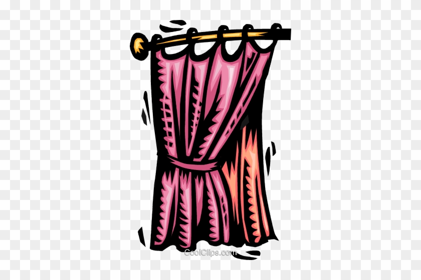 Curtains Royalty Free Vector Clip Art Illustration - Clipart Image Of Curtain Rod #1340587