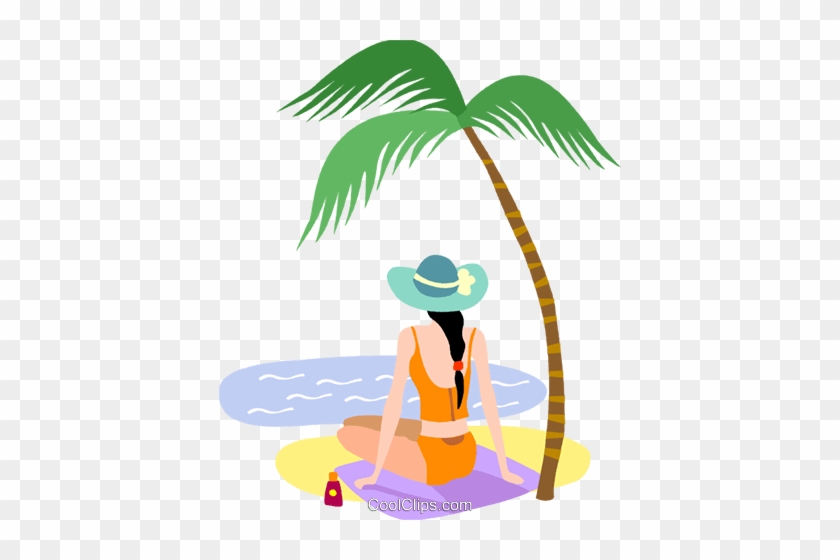 Beach Scenes Royalty Free Vector Clip Art Illustration - Woman On The Beach Clipart #1340631