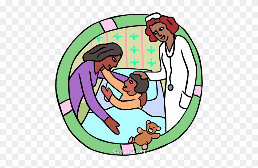Mother And Child With Nurse Royalty Free Vector Clip - Child Health Care Clip Art #1340662
