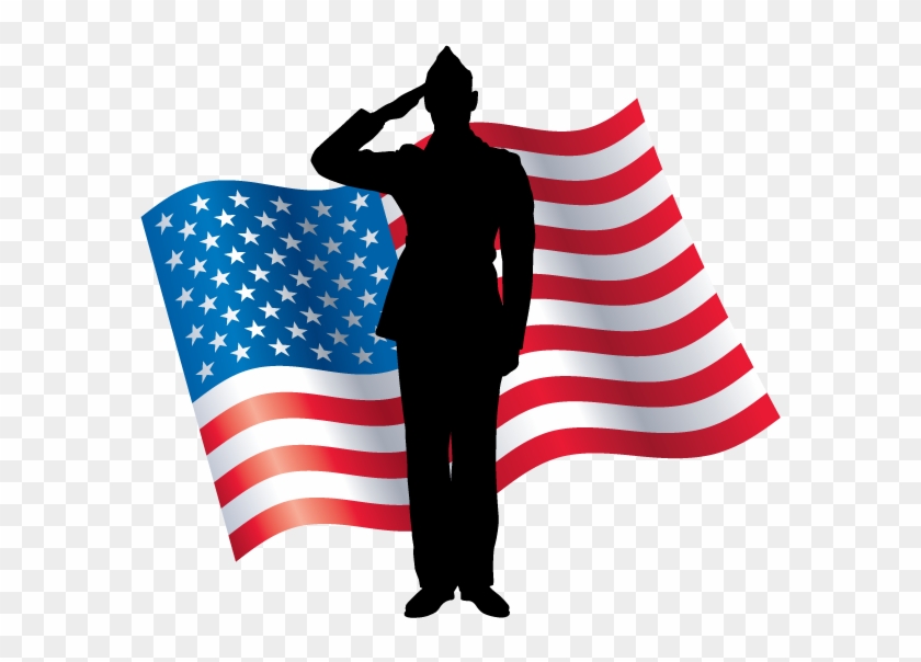 Graphic Of A Soldier Saluting With An American Flag - American Veteran Clip Art #1340666