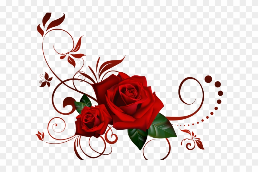 Rose Clipart Clear Background - Red Flowers Png Corner #1340691