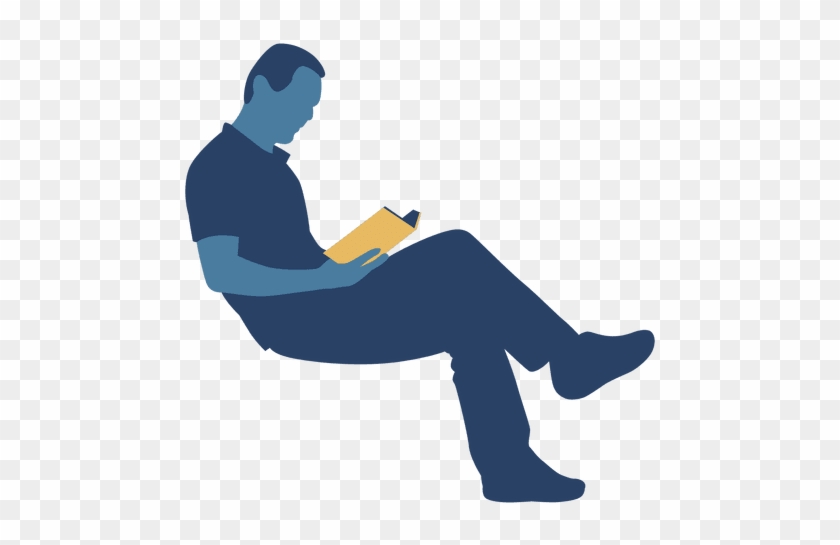 Reading Transparent Vector Stock - Transparent Blue Silhouette Sitting #1340764