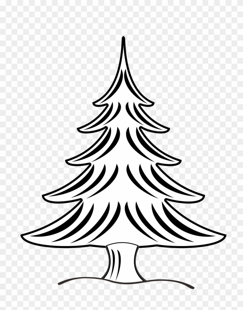 Large Size Of Christmas Tree - Vector Art Black And White Christmas Tree #1340868