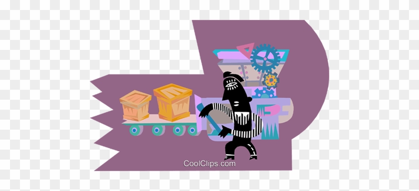 Figure Moving Goods Along Conveyer Belt Royalty Free - Illustration #1340997