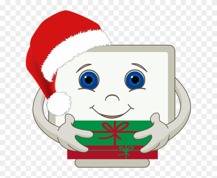 Computer With Santa Hat And Gifts - Computer And Gift Clipart #1341025
