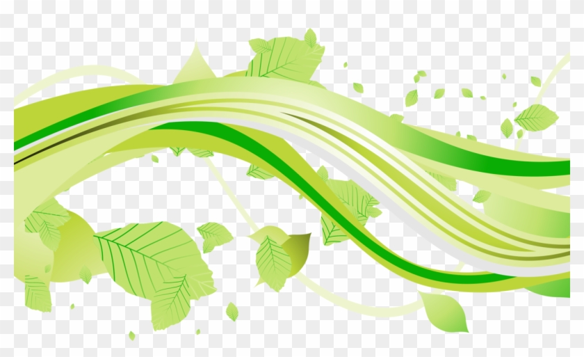 Floral Design Green Leaf Line Ornament - Lineas Verdes Onduladas Png #1341034