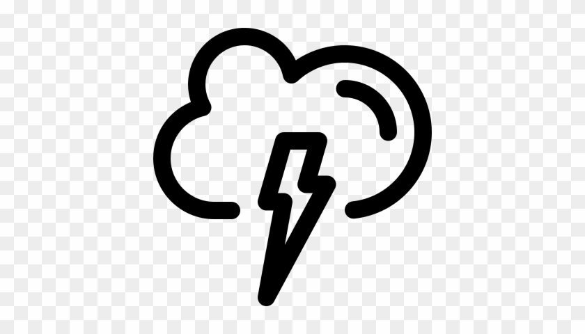 Cloud Outline With Thunderbolt Vector - Thunderbolt And Clouds Logo #1341114