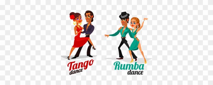 Vector Cartoon Of A Couples Dancing Tango And Rumba, - Rumba Cartoon #1341200