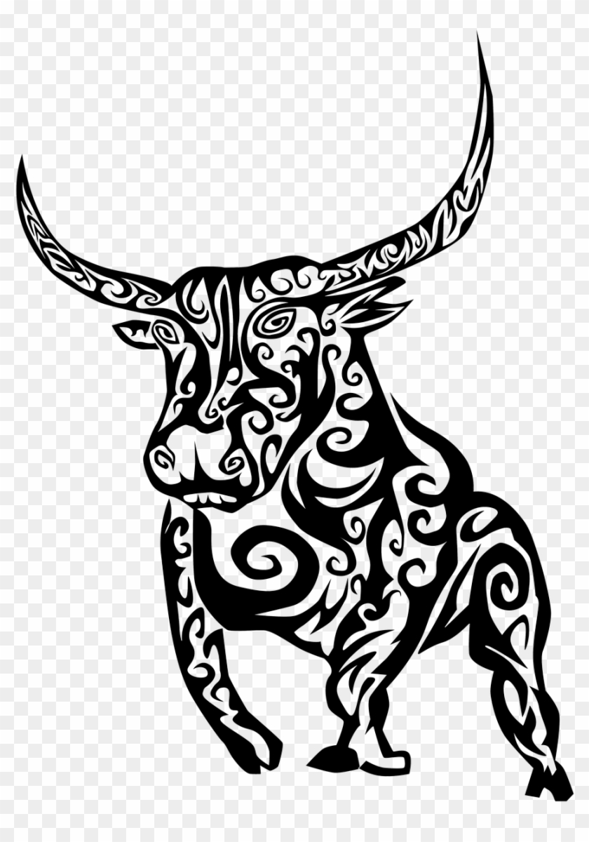 Picture Black And White Collection Of Free Bull Drawing - Bull Tattoo #1341314