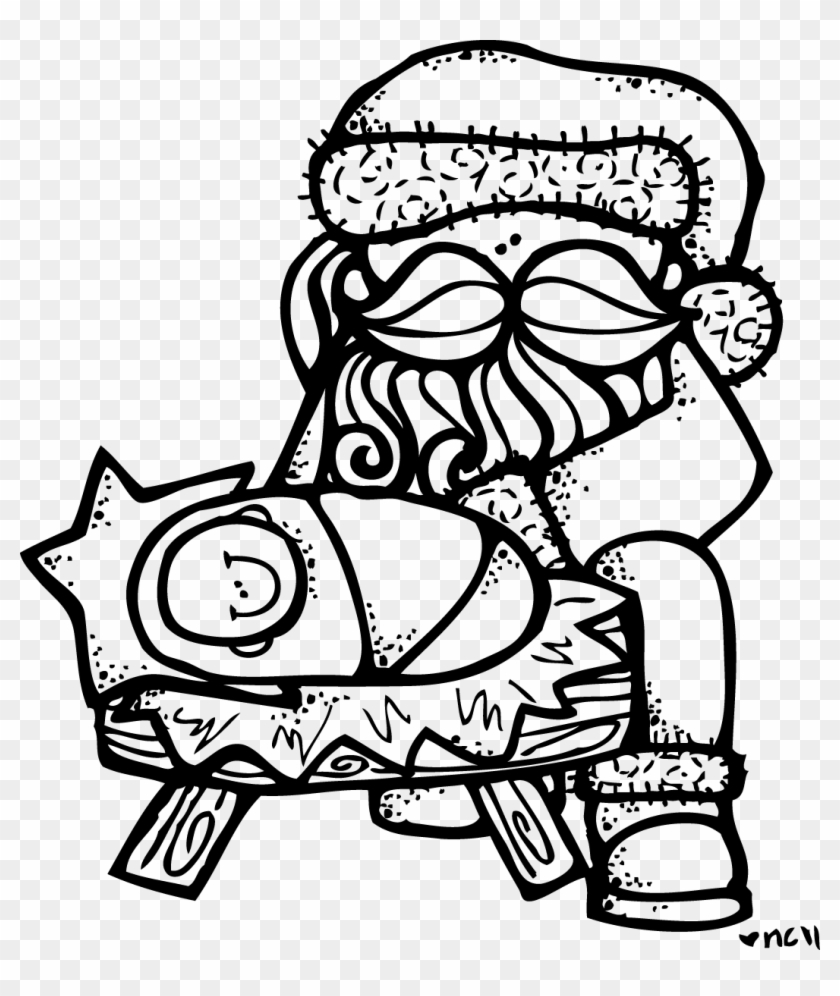 Baby Jesus Clip Art - Santa With Baby Jesus Coloring Page #208122