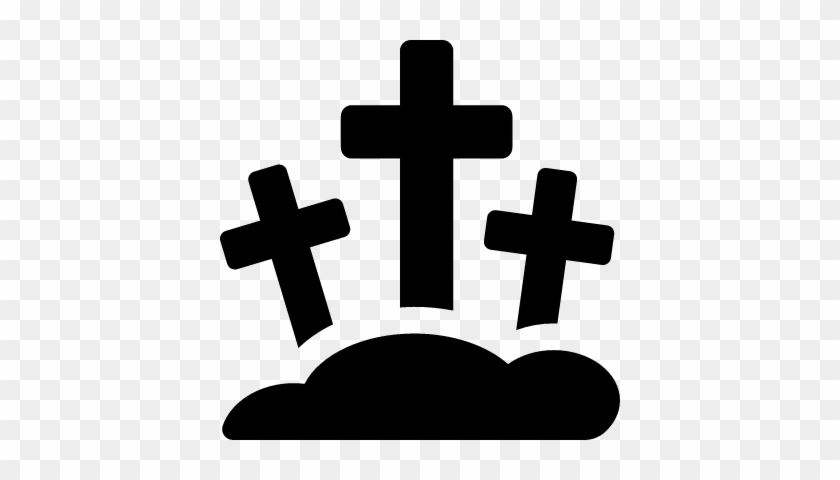 Three Crosses Cemetery Vector - Icono De Cementerio Png #208305