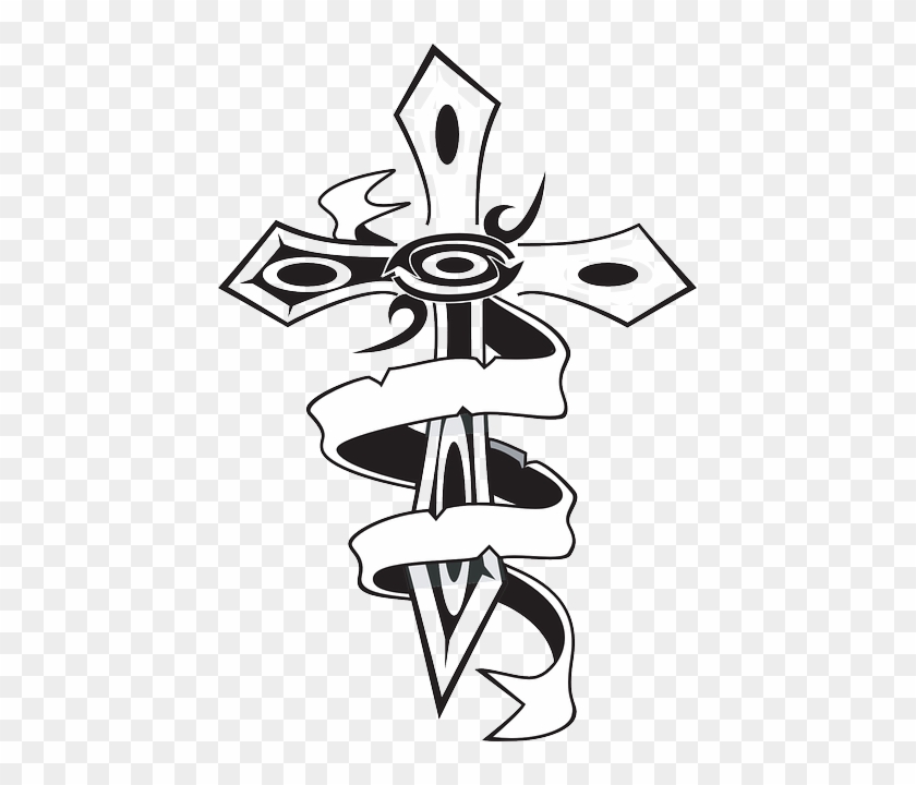 Cross, Ribbon, Christian, Religion, Shape - Christian Cross #208524