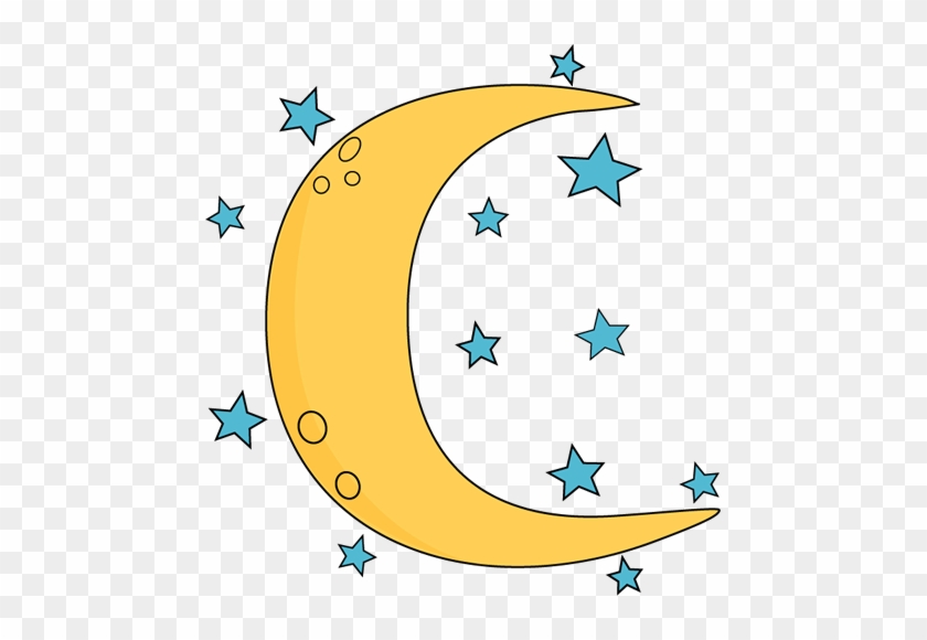 Crescent Moon And Stars Clip Art - Moon And Stars Clip Art #208866