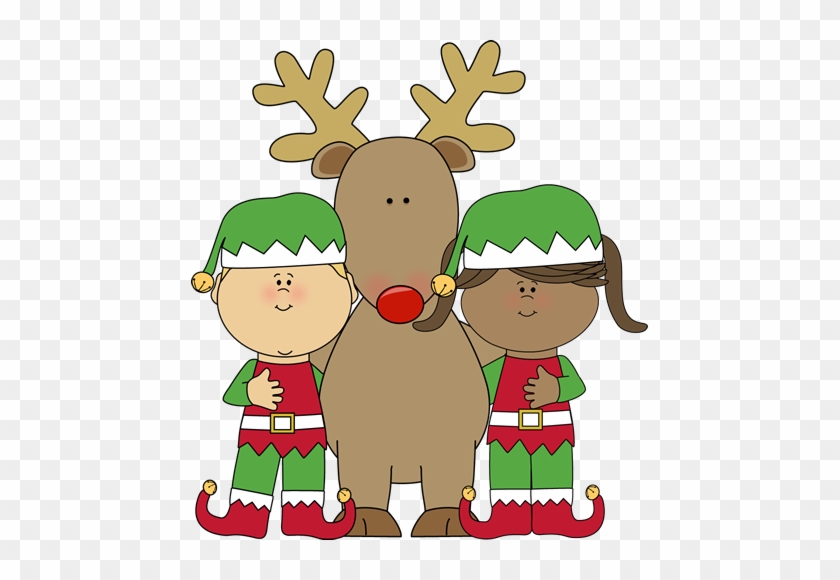 Reindeer Clipart December - Cartoon Elf And Reindeer #210078