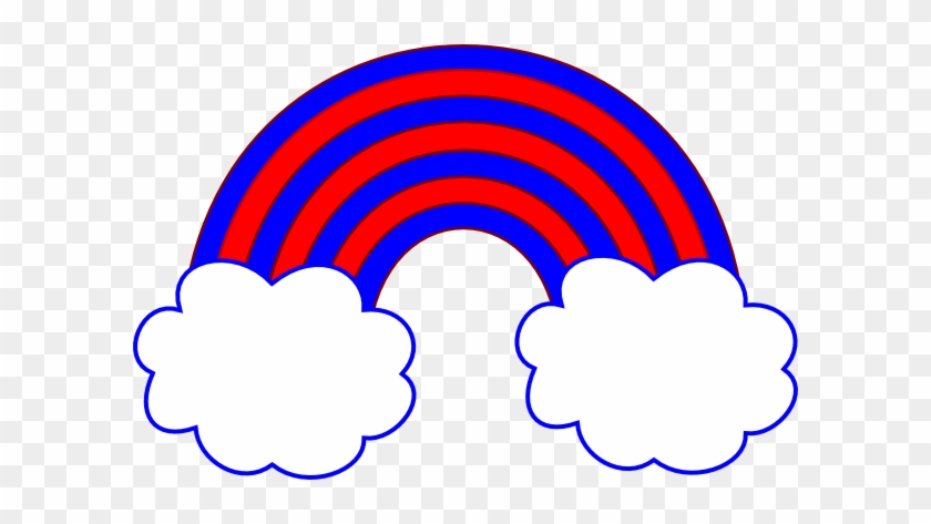 Red And Blue Rainbow With 2 Blue Clouds Clip Art At - Red And Blue Rainbow #211144