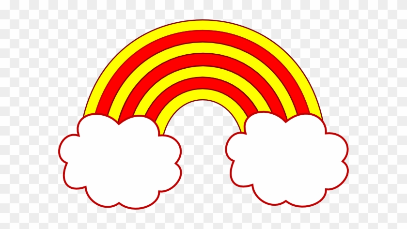 Red And Yellow Rainbow With 2 Red Clouds Clip Art - Red And Yellow Rainbow #211185