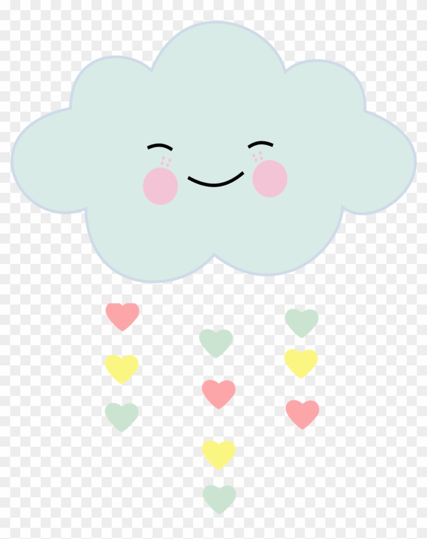 Cloud Hearts Rain Cute Love Colorpastel Ftestickers - Nuvem Chuva De Amor Png #211195