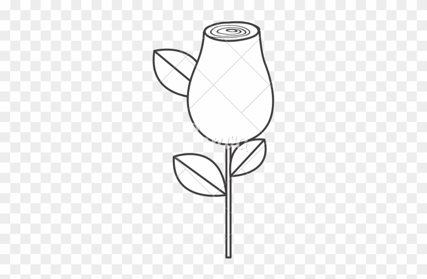 Sketch Rosebud With Leaves And Stem - Illustration #211263