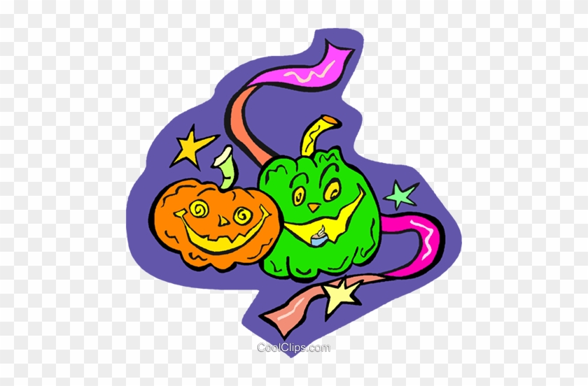 Halloween Pumpkins Royalty Free Vector Clip Art Illustration - Halloween Pumpkins Royalty Free Vector Clip Art Illustration #1341749