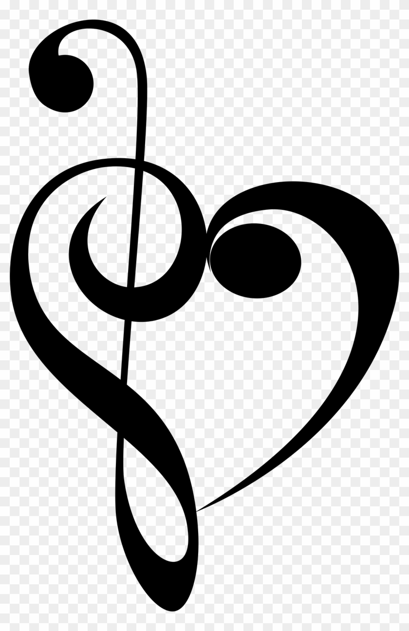 Music Note Heart Clipart 2 Of - Bass Clef Treble Clef Heart #1341914