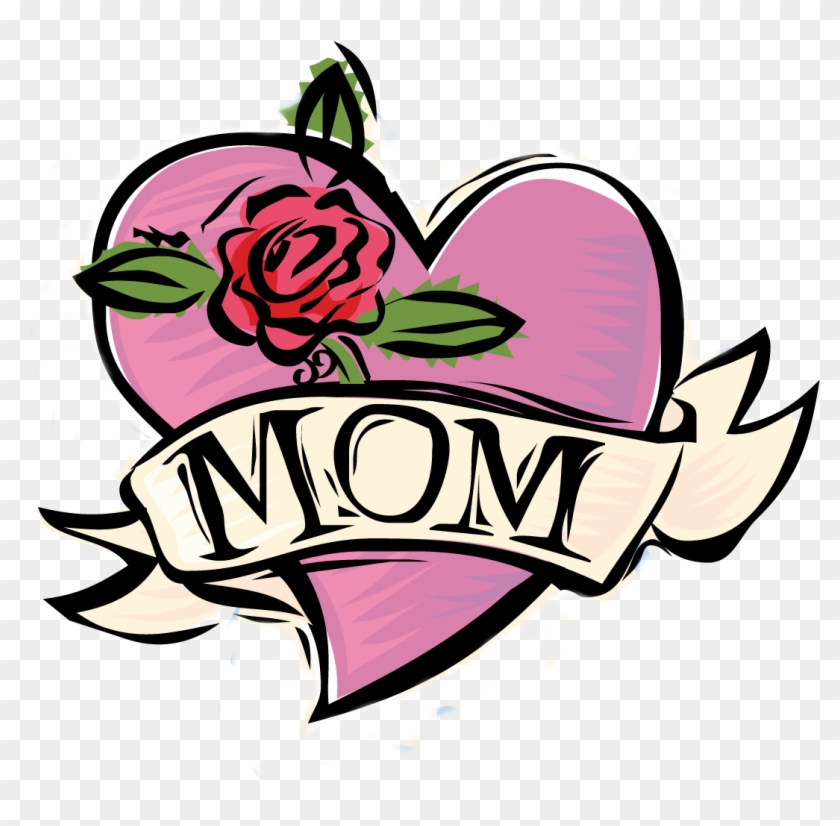 Mom Tattoo Needlepoint Rose Canvas Happy Mothers Day - Humor Mothers Day Clipart #1342214