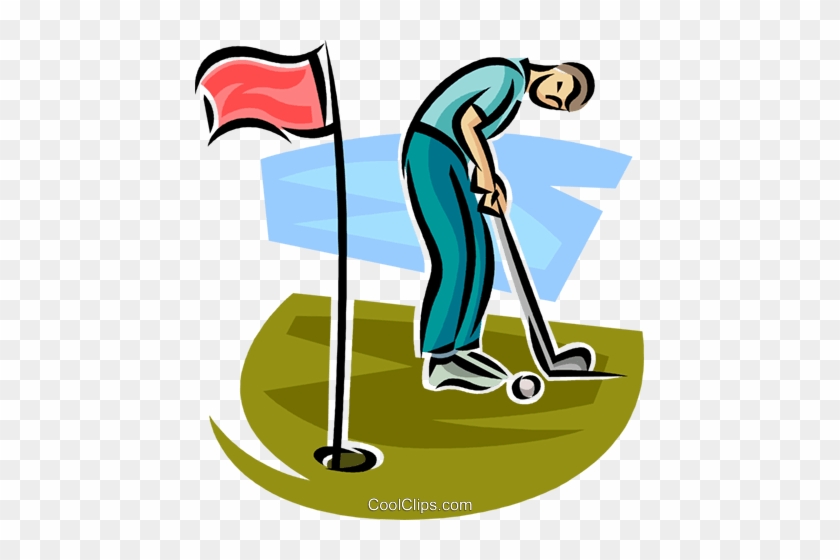 Golfer Making A Putt Royalty Free Vector Clip Art Illustration - Golf Pictures Clip Art #1342270