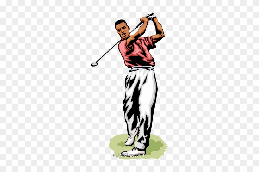 Golfer Making Shot Royalty Free Vector Clip Art Illustration - Pitch And Putt #1342272