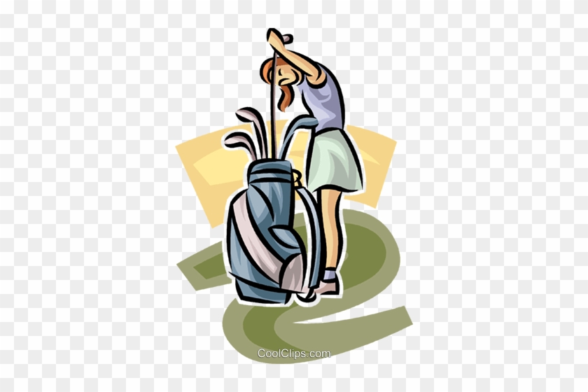 Golf Vector Clipart Of A Female Golfer Selecting A - Illustration ...