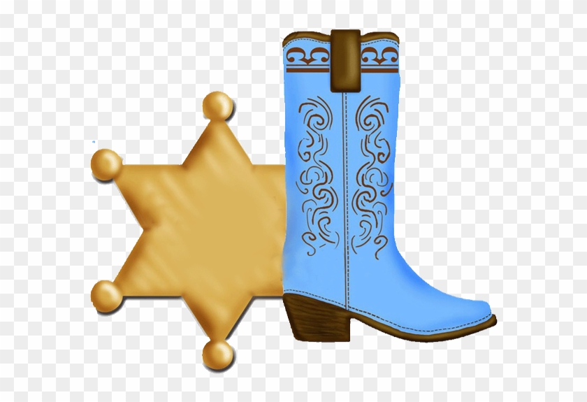 Blue Cowboy Boot And Badge Clip Art - Blue Cowboy Boot Clipart #1342606